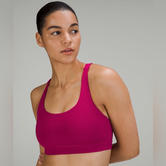 lululemon energy bra in *medium support, B-D Cups in berry magenta - Picture 4 of 5